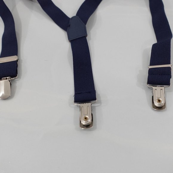 Suspender Boy Blue Navy Clip On‎ Y Back Adjustable Strap Stretch Formal Dress - Picture 3 of 7